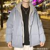 New hooded jacket men's loose large size cotton-padded jacket thickened fake two-piece cotton-padded jacket men's handsome
