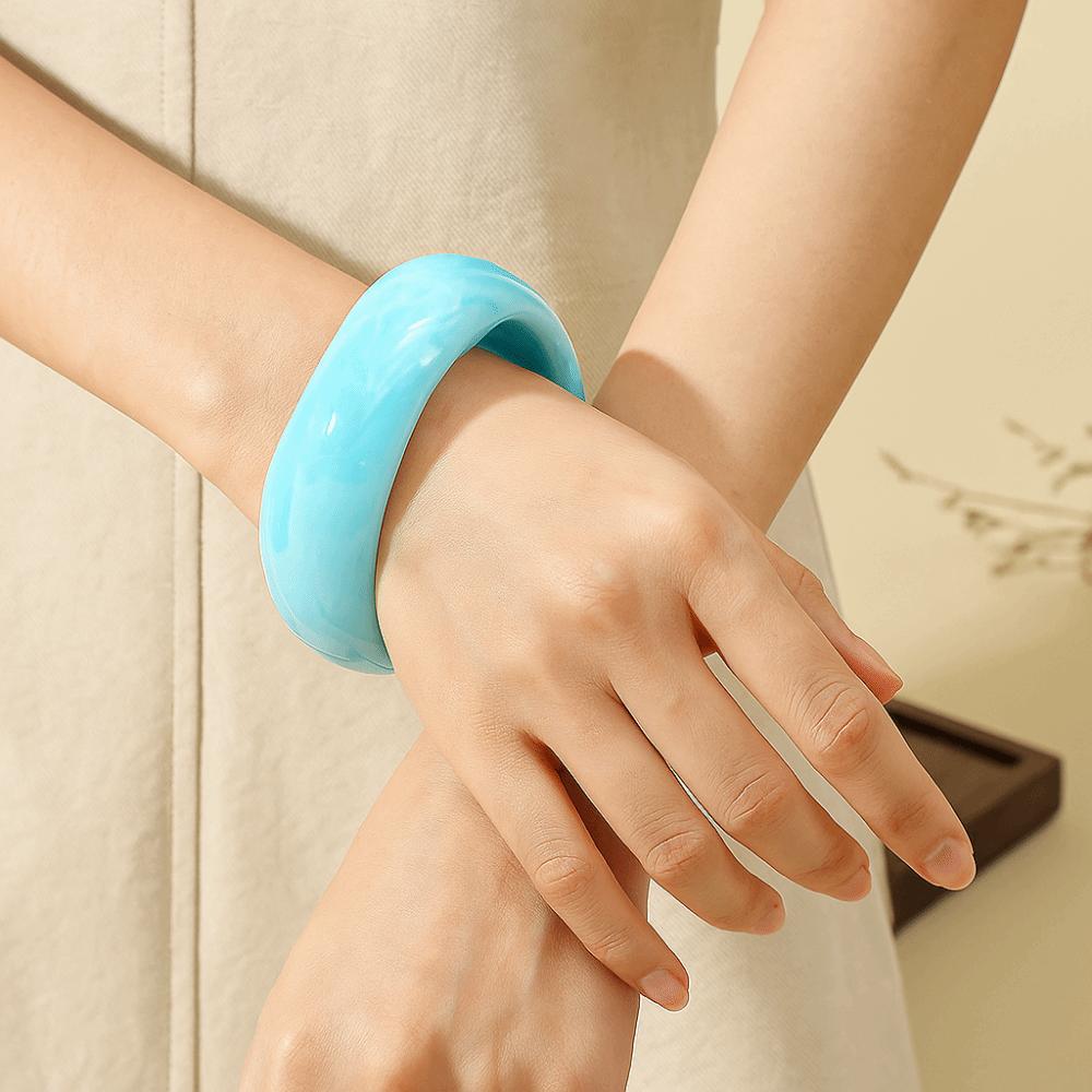 Minority Design Acrylic Bangle Dopamine Geometric Hand Ring Simple Irregular Wide Bracelet  Women