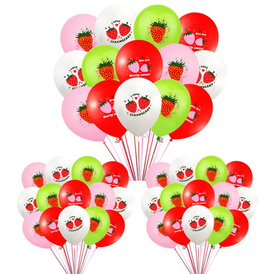 1 Set Sweet Strawberry Aluminum Film Balloons Set DIY Scene Layout Party Decoration Kids Inflatable Fruit Balloons Toy Birthday Party