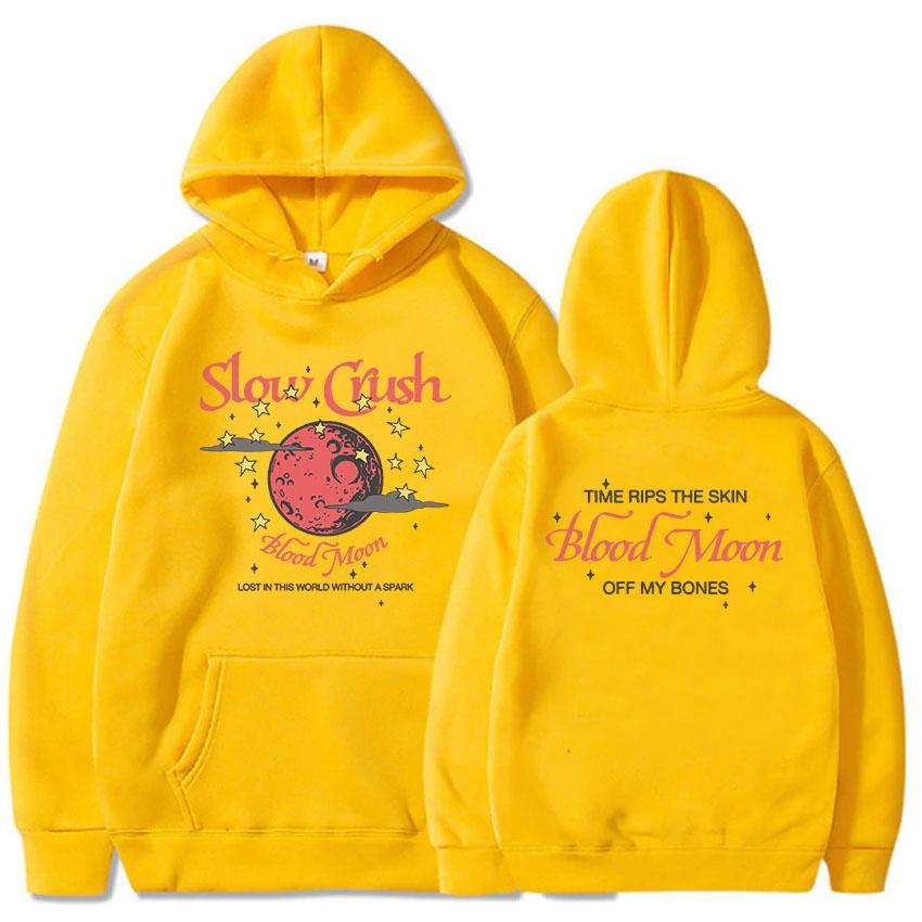 

Slow Crush BLOOD MOON Hoodies Fashion Graphic Printing Sweatshirt for Male Casual Long Sleeve Men/Women Pullovers Streetwear XXXL жёлтый