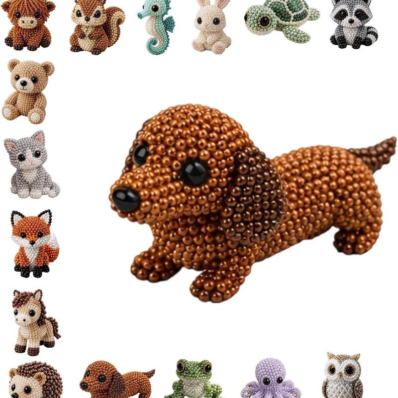 Cute Diy Handmade Colorful Beaded Animal Figurines Material Kit Perfect For Home Desktop Decor Ideal Gifts For Craft Lovers