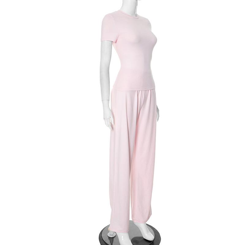 Women Top Pants Suit 2 Piece Sets Thin O-neck Long Sleeve Shirts Elastic Wasit Trousers Female Outfits 2025 New Lady Tracksuit