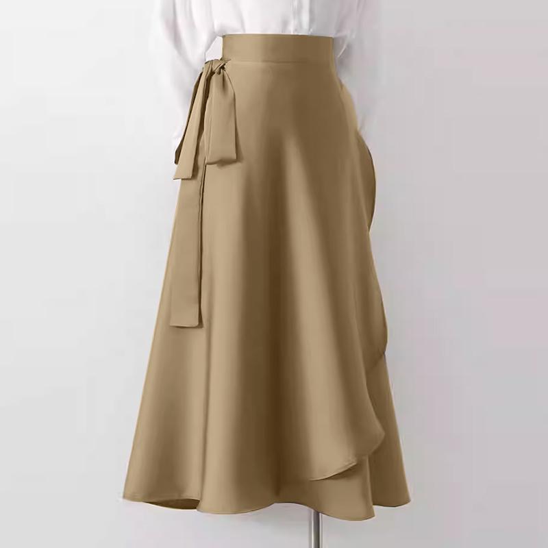 

ZANZEA Женские повседневные длинные юбки с эластичной талией сзади, свободные, с оборками L хаки