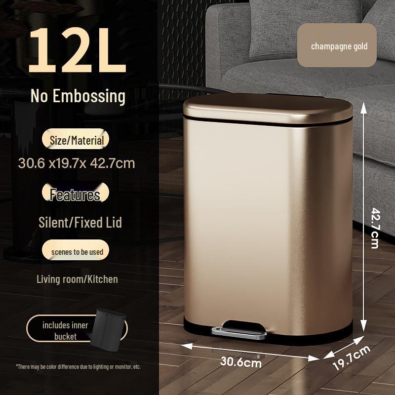 Stainless Steel Soft-Close Foot-Operated Trash Can for Kitchen, Living Room, and Bathroom