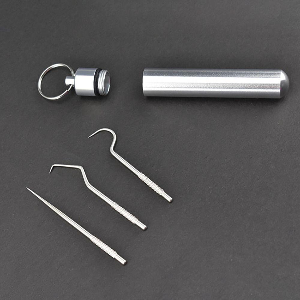 Tool Oral Care Tooth Pick Toothpick Pocket Set Stainless Steel Toothpick Set Keychain Holder