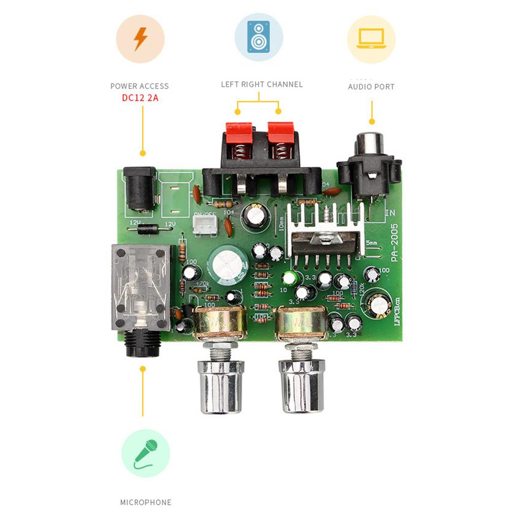 1PC PA-2005 20Wx2 Amplifier Board Digital Two-channel Stereo Power Amplifier Board Miniature + Knob