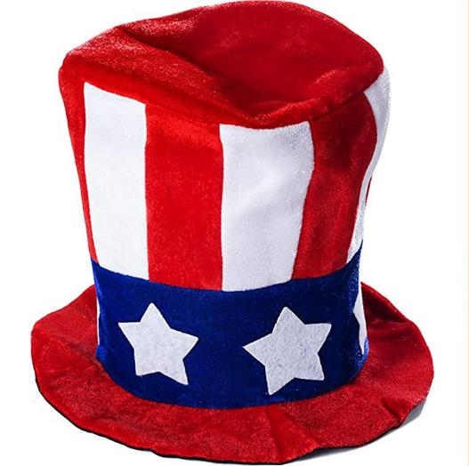 Uncle Sam Tall Top Hat American Flag Headdress Patriotic US Independence Day Party Carnival Cap красный