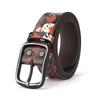 Printed Graffiti Leather Belt, Rose Skull Design, Personalized Male and Female Cowhide Leather Belt