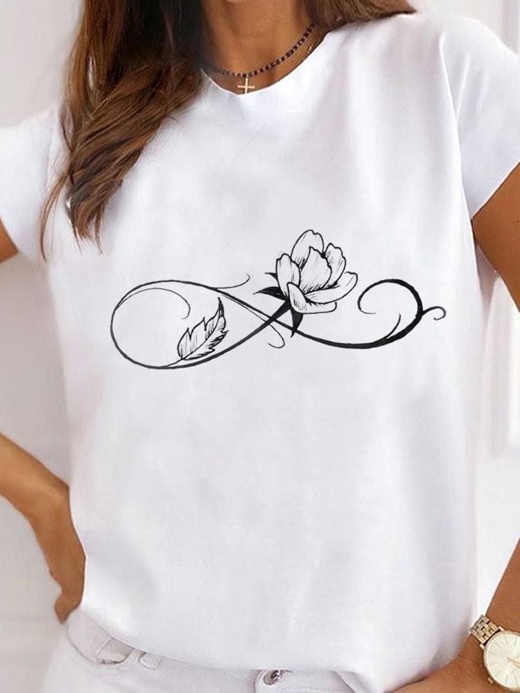 

(Азиатский размер) Одежда Рубашка Женская С принтом Леди Повседневная С коротким рукавом Футболка Топ милый цветочный стиль милая Мода Женские Графические футболки S