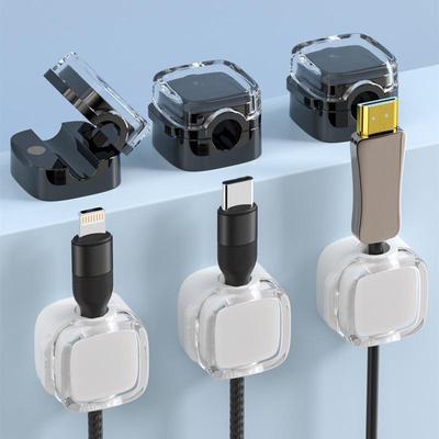 Transparenter magnetischer Kabel-Organizer - Desktop-Ladekabelhalter und Steckerhaken