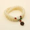 Natural White & Creamy Yellow Jade Bodhi Root Double-Strand Bracelet - New Chinese Design for Women