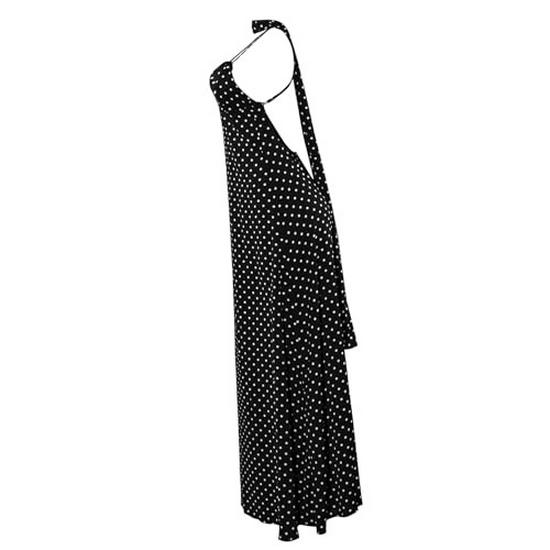 2026 European Summer Women's Polka Dot V-Neck Spaghetti Strap Backless Dress