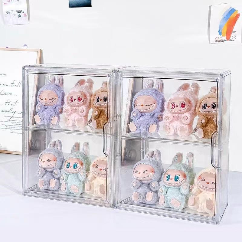 LABUBU Blind Box Desktop Display: Transparent Acrylic Storage Cabinet for Dustproof Figurine Presentation