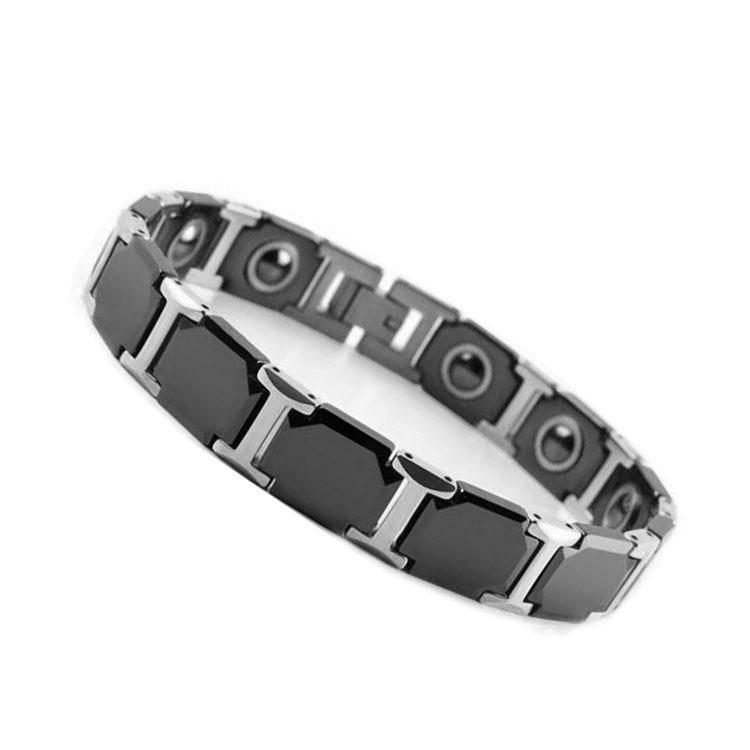 Magnetic Titanium Steel & Ceramic Bracelet for Couples - Black Ocher Design