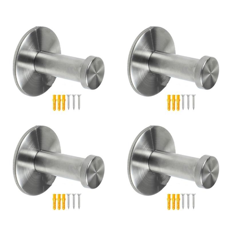 4Pcs Wall Mounted Coat Hook Stainless Steels Coat Hanger Heavy Duty Robes Hook Single Hook for Bag, Towel, Key, Hat