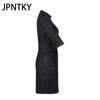 JPNTKY Women's Fashion Short Sleeve Zip Up Denim Dress Summer Spring