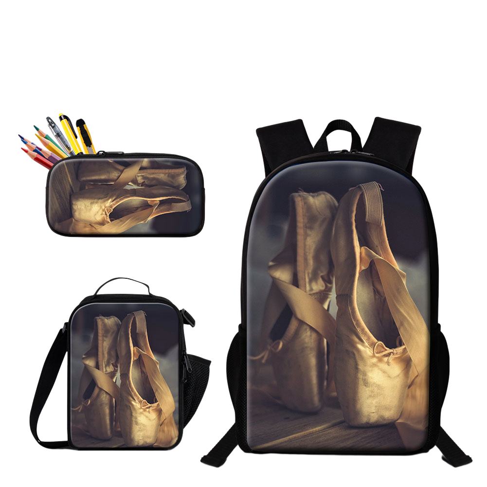 Classic Popular Funny Cool New Ballet 3D Print 3pcs/Set Student School Bags Laptop Daypack Backpack Lunch bag Pencil Case