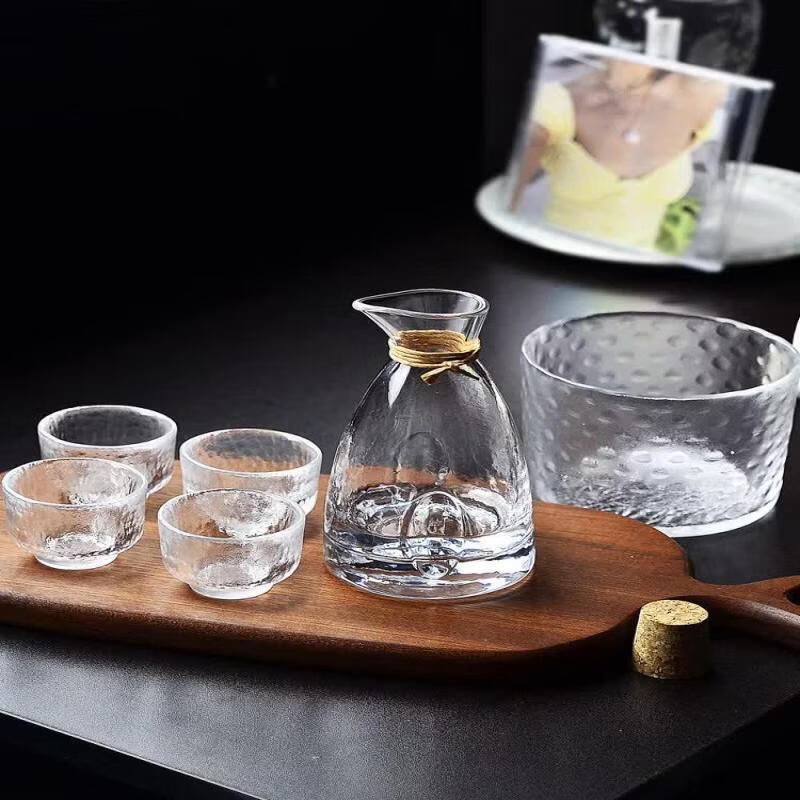 Japanese Hammered Glass Sake & Beverage Set