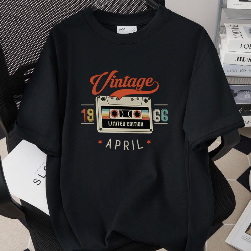 HighQuality Cotton TShirt for Unisex 1966 60th Birthday Unisex Loose Oversized Clothing O Neck Short Sleeve Tees Streetwear Top
