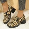 Large Size Single Shoes Women's Autumn New Pointed Leopard Print Casual Thick Heel Single Shoes
