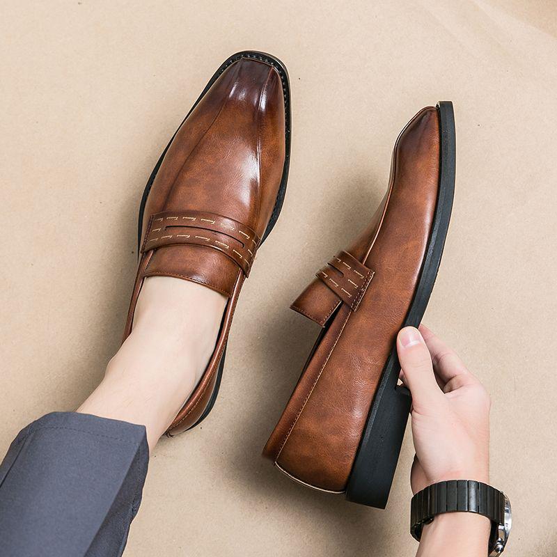 Men's British Formal Leather Loafers - Casual Slip-on Shoes