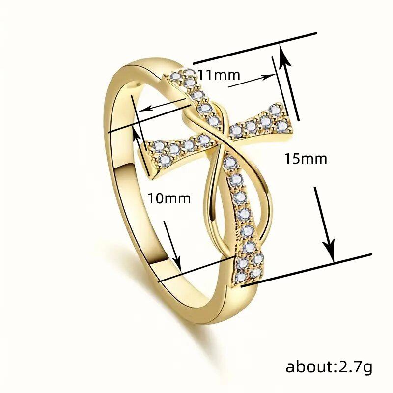 Women's Ring with a Niche Cross Design Inlaid with Zircon, Suitable for the Index Finger, Versatile Plain Band Ring