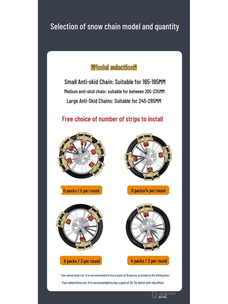 Winter Snow Chains for Cars, SUVs, and EVs: Tire-Safe, Non-Damaging Design