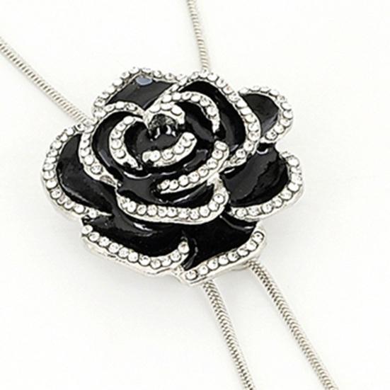 Mulheres Camisola Corrente Rosa Pingente Strass Borla Decoração Liga Roupas Jóias Namoro Baile Festa Decoração Gargantilha Colar