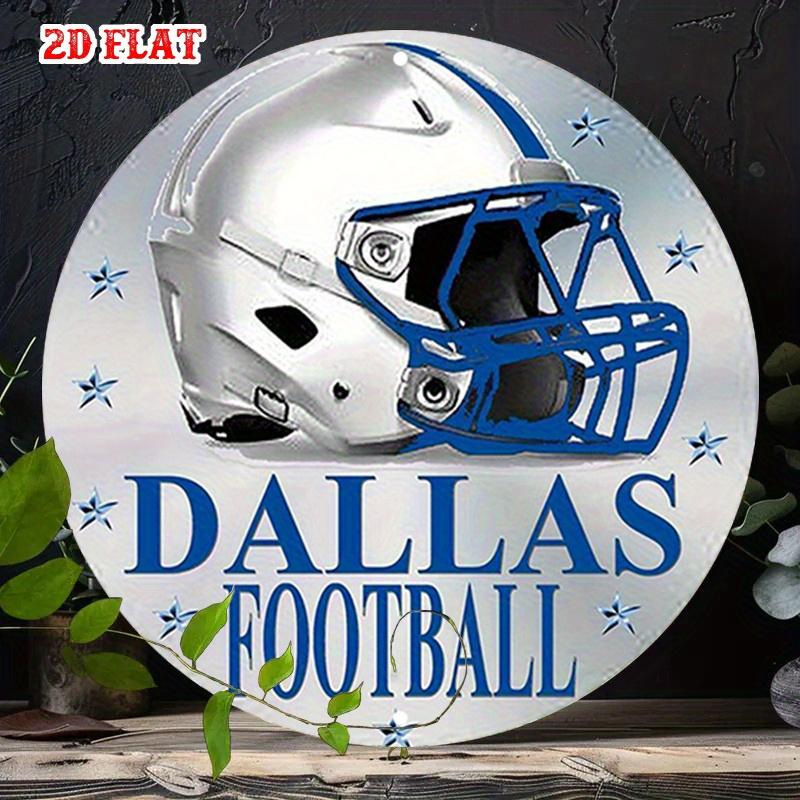 D Flat D Flat Pc Dallas Football X Round Aluminum Sign Helmet Design Round Aluminum Sign Sports Fan Metal Tin Si