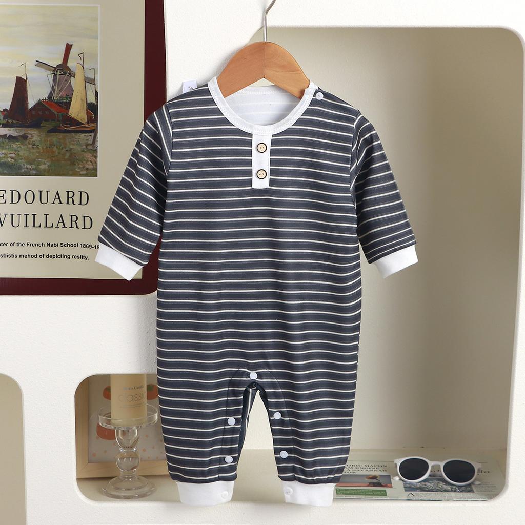 Baby Boy Long Sleeve Striped Romper Newborn Spring Autumn Outfit