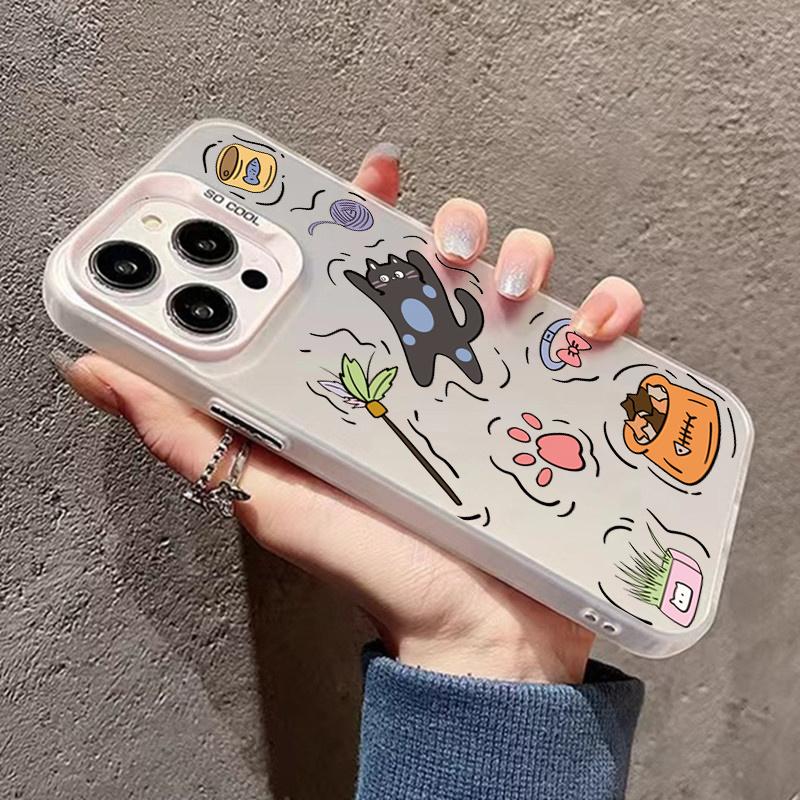 Plating Matte Case For Samsung Galaxy S21 FE S22 S23 Plus S24 Ultra A55 A35 A15 A14 A32 A52S A54 Cute Cat Supplies Phone Cover