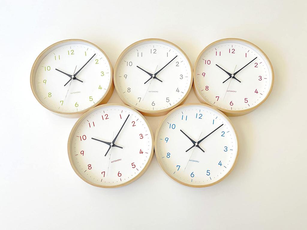 KATOMOKU Plywood Clock 22 Light Blue Wall Clock Continuous Second Hand km-121LB 252mm (radio Clock)