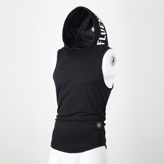 Trägertop Ärmellos Einfarbige Schweißabsorption Nicht reizend mit Hut Schnell trocknendes Polyester Herren Sportweste Fitness Trägertop für Herren