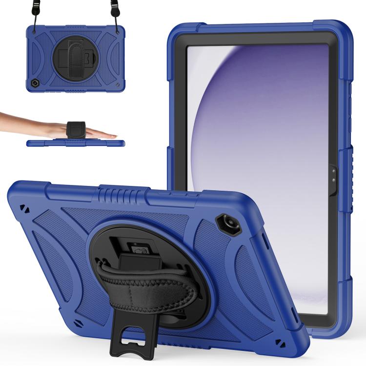 King PC Hybrid Silicone Tablet Case With 360° Rotatable Holder Hand Strap & Shoulder Strap For Samsung Galaxy Tab A11+ / A9+