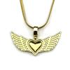 Love Heart Wing Angel Pendant Necklace For Women Men Stainless Steel Gold Color Rhinestone Party Female Chain Jewelry Gifts