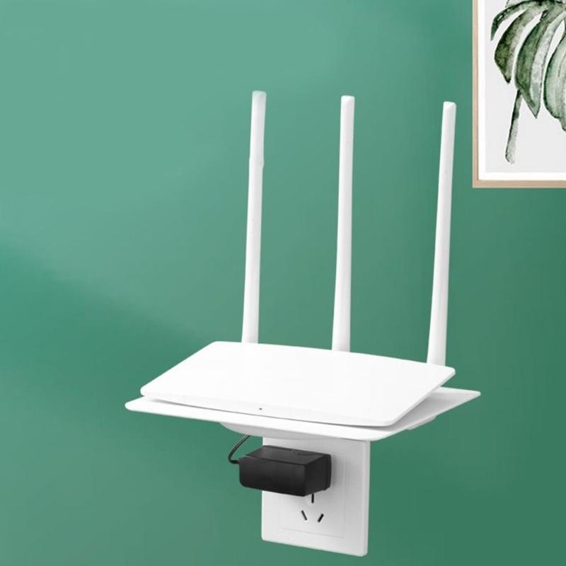 Wall Router Shelf Outlet Placement Holder For Routers And Media Boxes Strong Adhesive Bracket For Desktop Management