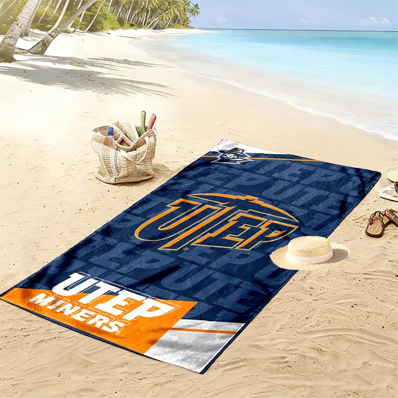 UTEP Miners Print Beach Towel, Large Soft Quick Dry Towel for Beach Camping Swimming
