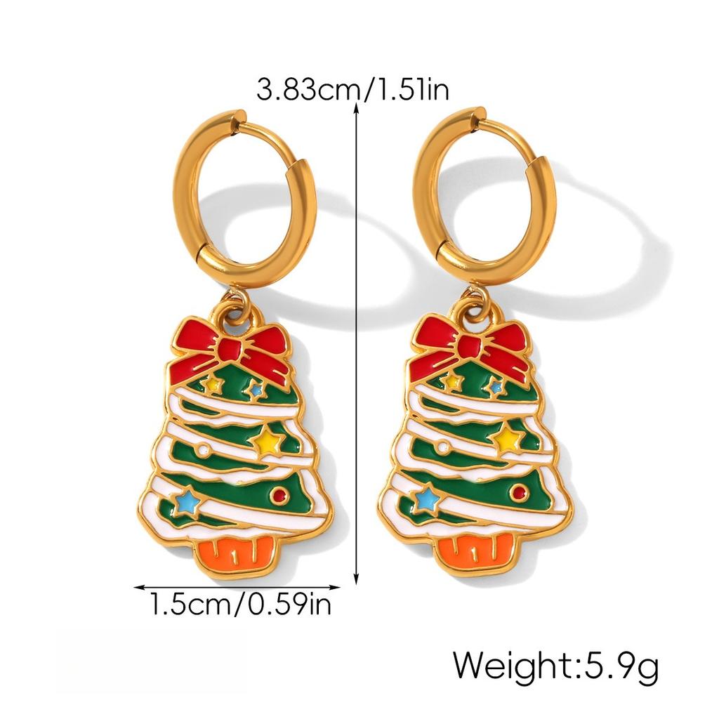Yori Hot Style Stainless Steel Christmas Earrings 2025 Women Stainless Steel Trendy Golden PVD Waterproof Jewelry Gift