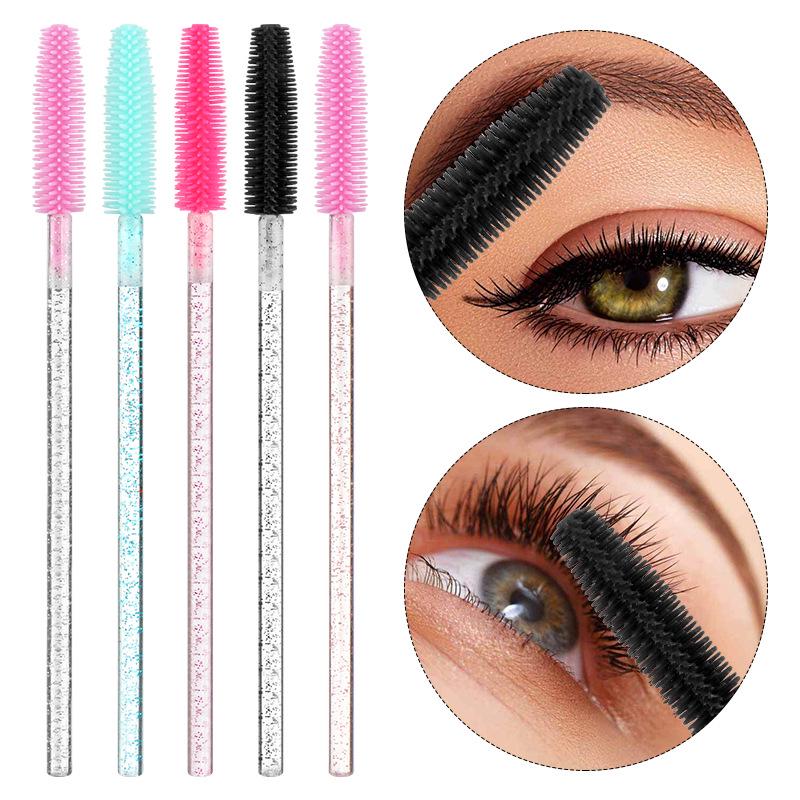 50-Pack Disposable Eyelash Crystal Silicone Brush Set