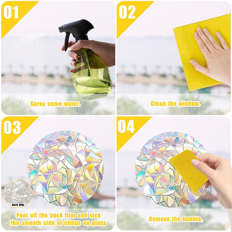 Sunshine Catcher, Colorful Window Stickers, Sun Catcher, Rainbow, Prism, Tree Branches and Birds, Glass Stickers, Anti Collision Window Stickers