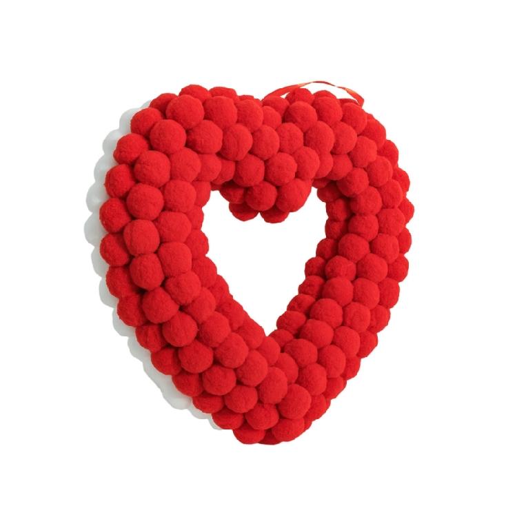 

Fascinating Red And White Plush Heart Shape Wreath Wall Hanging Decors Suitable For Indoor Outdoors Decors 8Cm High 1