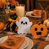Wooden Ghost Pumpkin Black Cat Ornaments 3Pcs/Set Halloween Tiered Tray Decorations, Cute Small Figurine Set Ornaments, Block Table Signs for