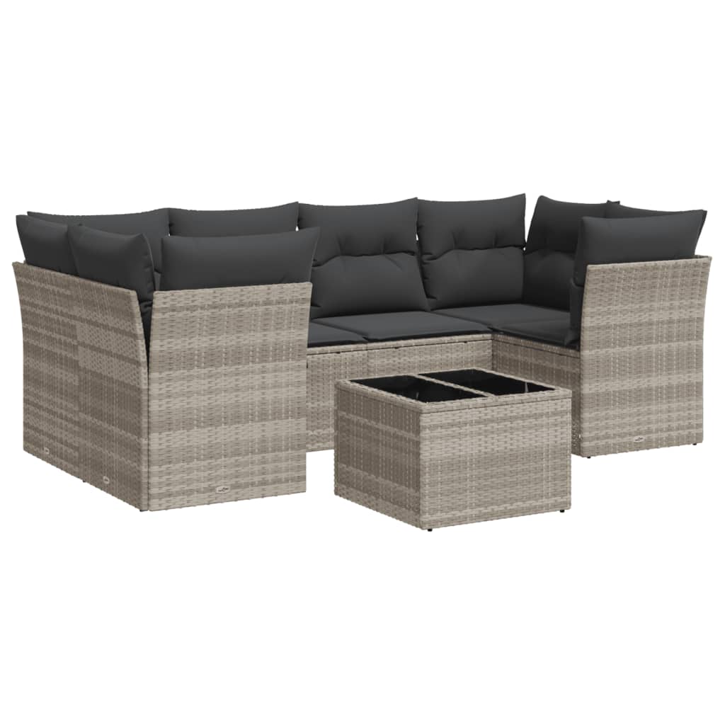 Vidaxl 7-Cz. Set da Giardino con Cuscini, Grigio Chiaro