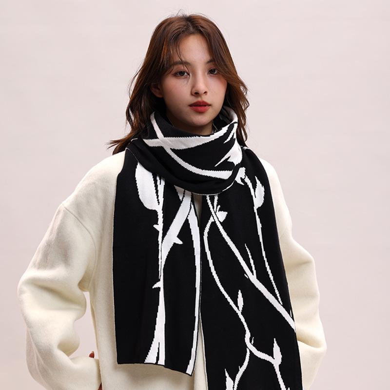 

Зимний вязаный шерстяной шарф удлиненный шипы роза атмосфера зимний шарф кроличий велюр пряжа сердечником парный шарф 190*20