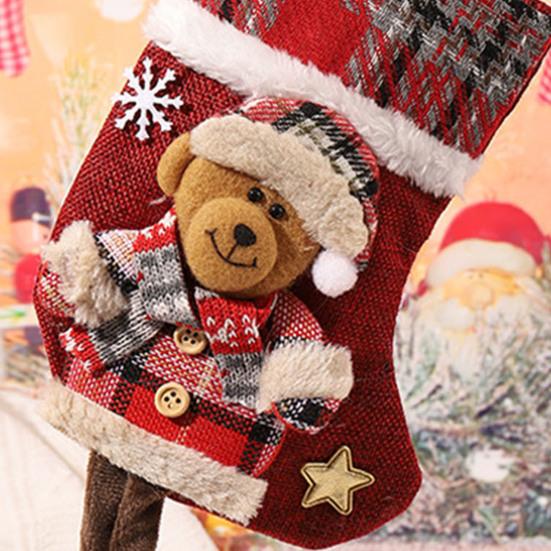 Christmas Stockings Large Plush 3D Santa Snowman Reindeer Bear Hanging Stockings for Mantel Tree Fireplace Holiday Party Decor