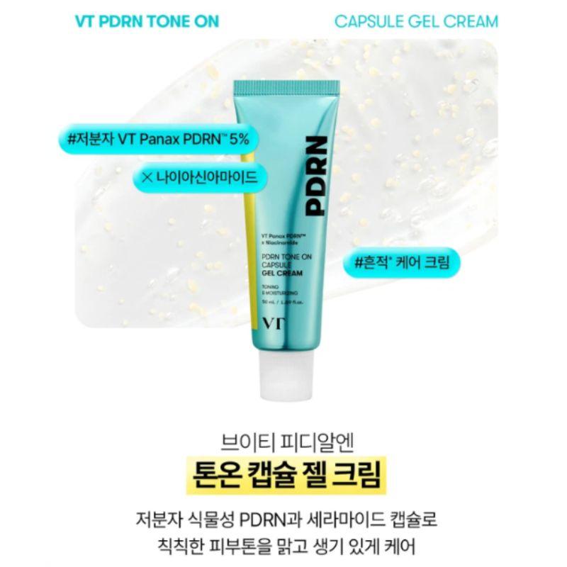 VT COSMETICS PDRN Tone On Capsule Gel Cream Hydrating Brightening Face Moisturizer 50ml