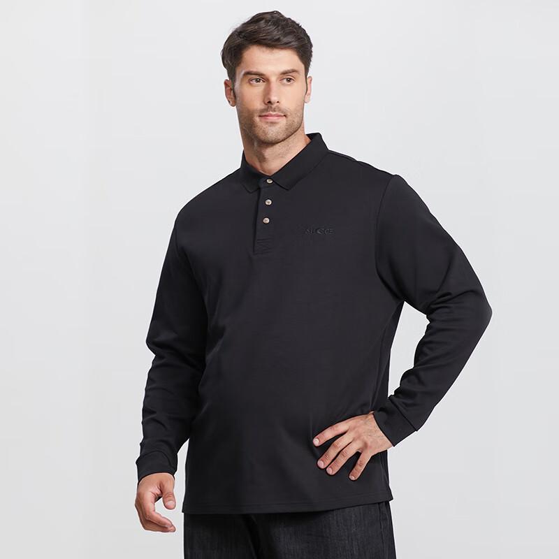 DIBINZE Herren Herbst Übergröße Langarm Poloshirt