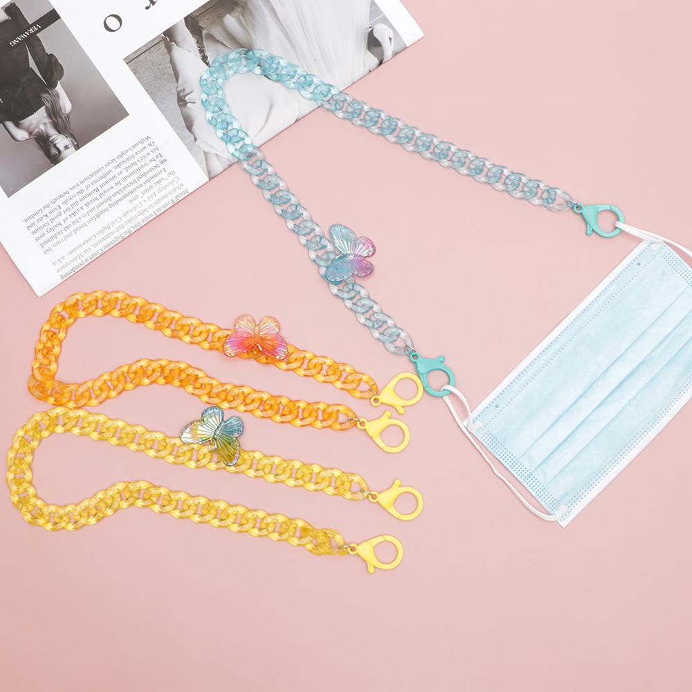 Beaded Butterfly Acrylic Mask Lanyard 