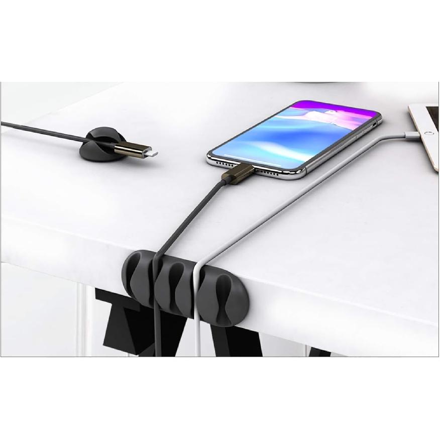 OHill Desk Cable Management Cord Organizer, 16 Pack White Self Adhesive Cord Holder Cable Clips, Ideal Cable Organizer Wire Keeper for Desk,