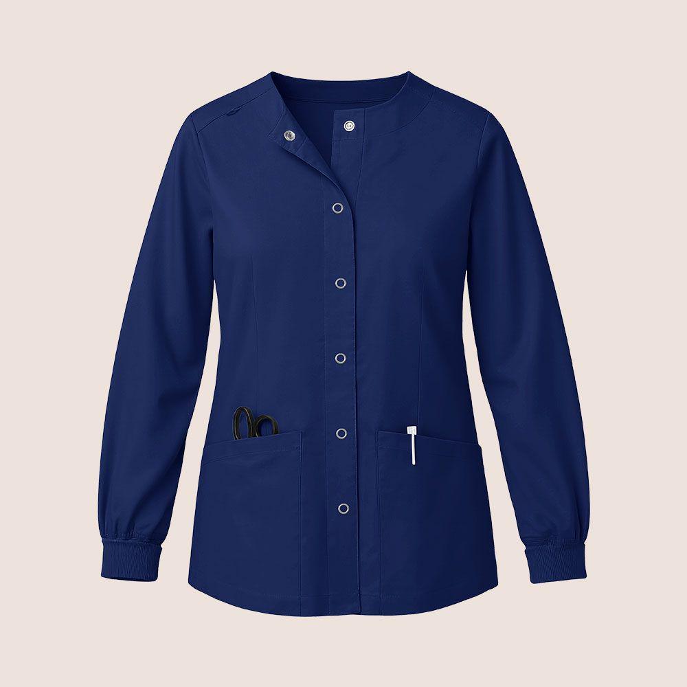 Veste de travail d'infirmier à manches longues imprimée élastique à séchage rapide pour femme TEMU